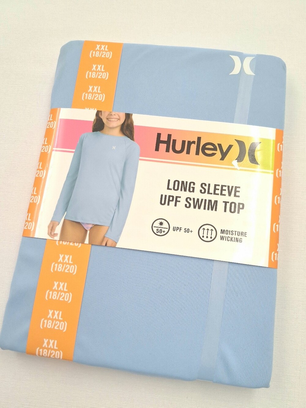 Hurley Long Sleeve UPF Swim Top in Light Blue